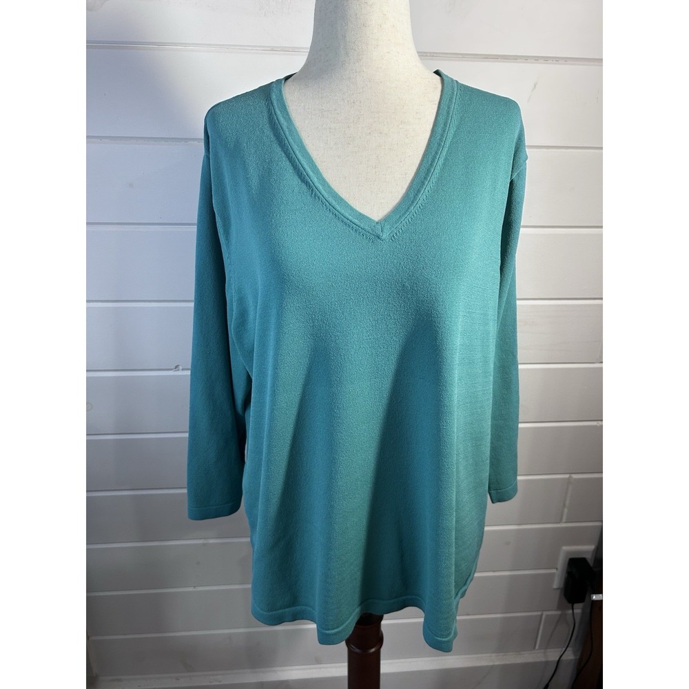 Landsend Long sleeve Top Women's Size 1X Casual Green Comfortable Stretch Work